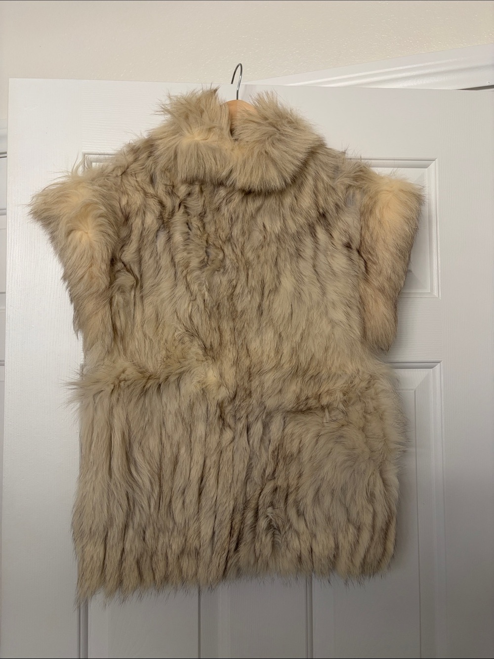 Plush Taupe Fox Fur Vest for Women - Sleeveless Cozy Layer - Picture 3 of 4
